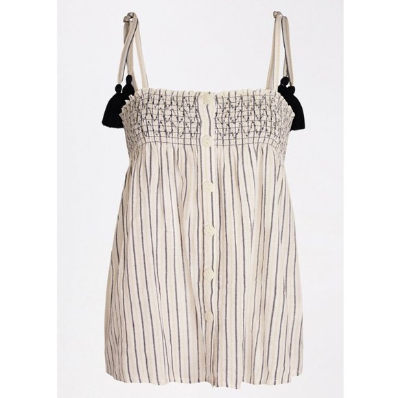 MAURICES Stripe Button Front Tassel Tank Top - Picture 1 of 4